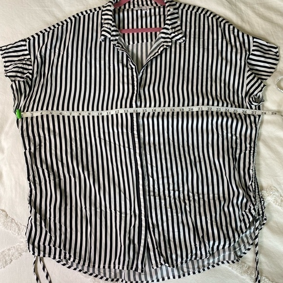 Dr2 Black and White Striped Button Down Blouse - Picture 5 of 7